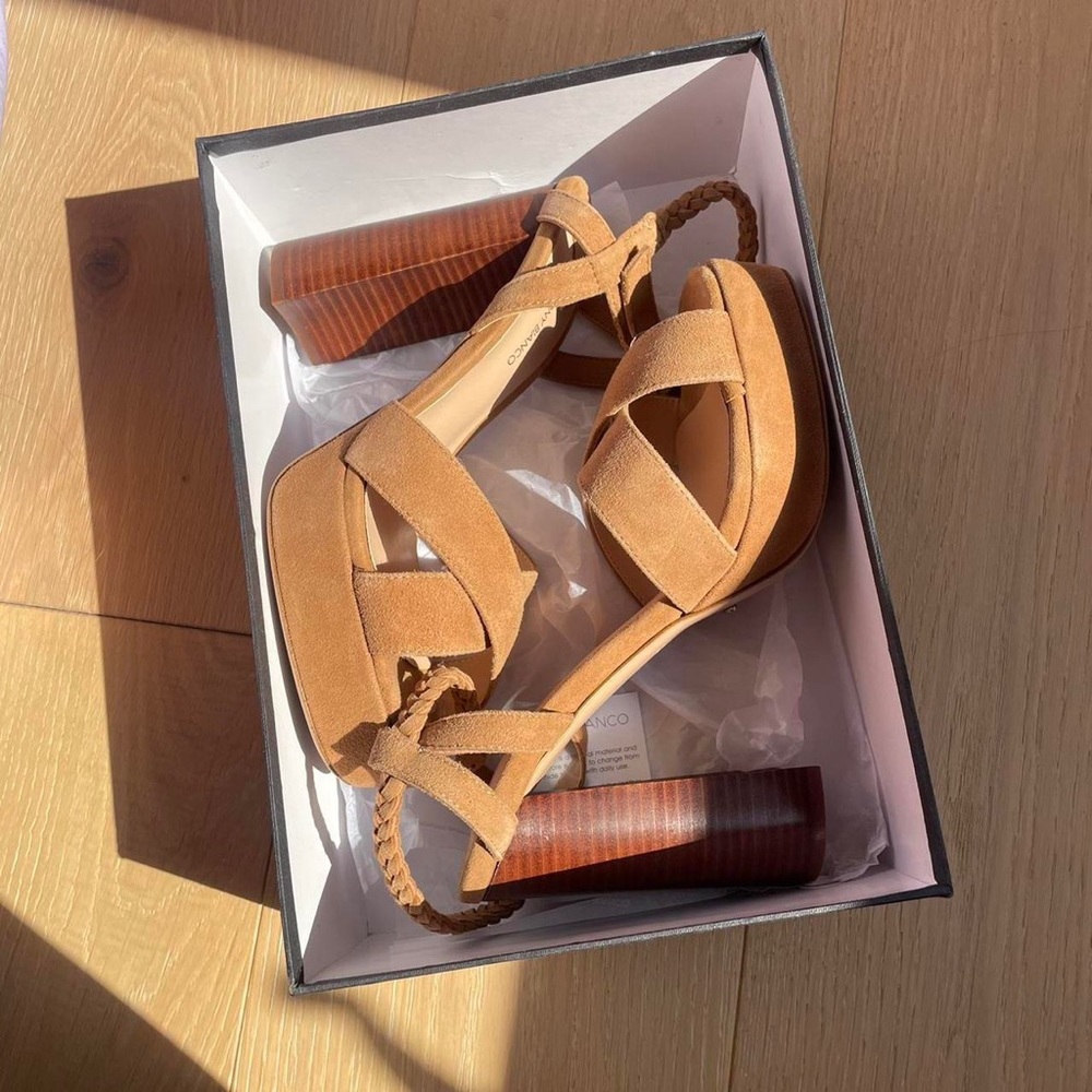 Tony Bianco suede open toe heels